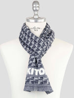 Kiton Blue White Cashmere Scarf