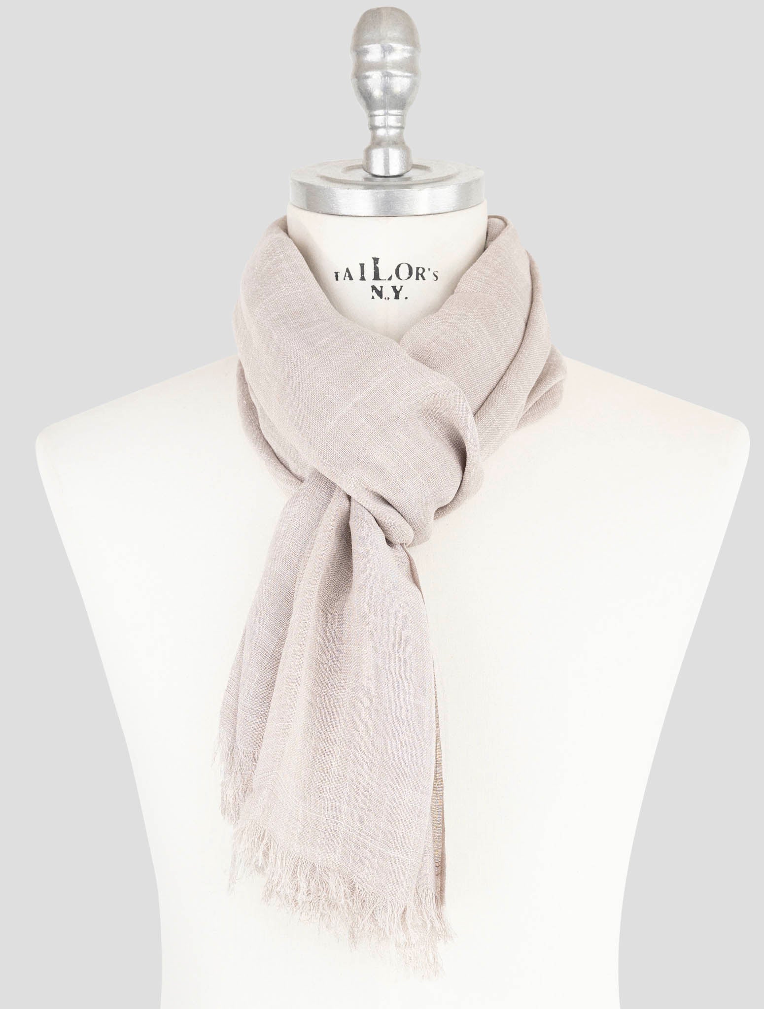 Kiton Beige Silk Linen Scarf