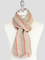 Kiton Beige Red Linen Scarf