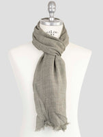 Kiton Green Silk Linen Scarf