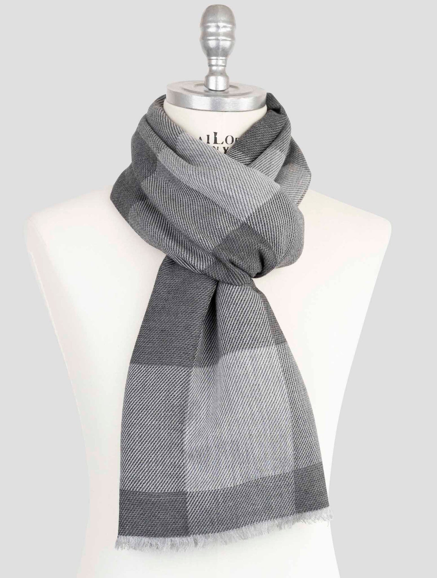 Kiton Gray Cashmere Silk Cotton Scarf