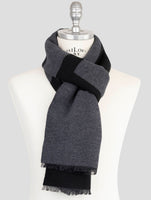 Kiton Black Wool Silk Cashmere Scarf