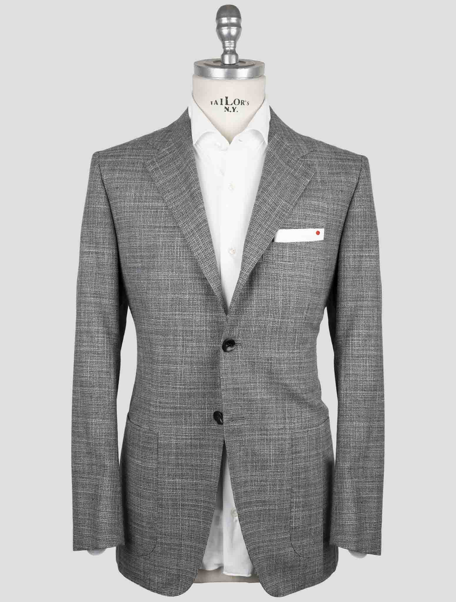 Kiton brown cashmere fleece wool silk linen blazer