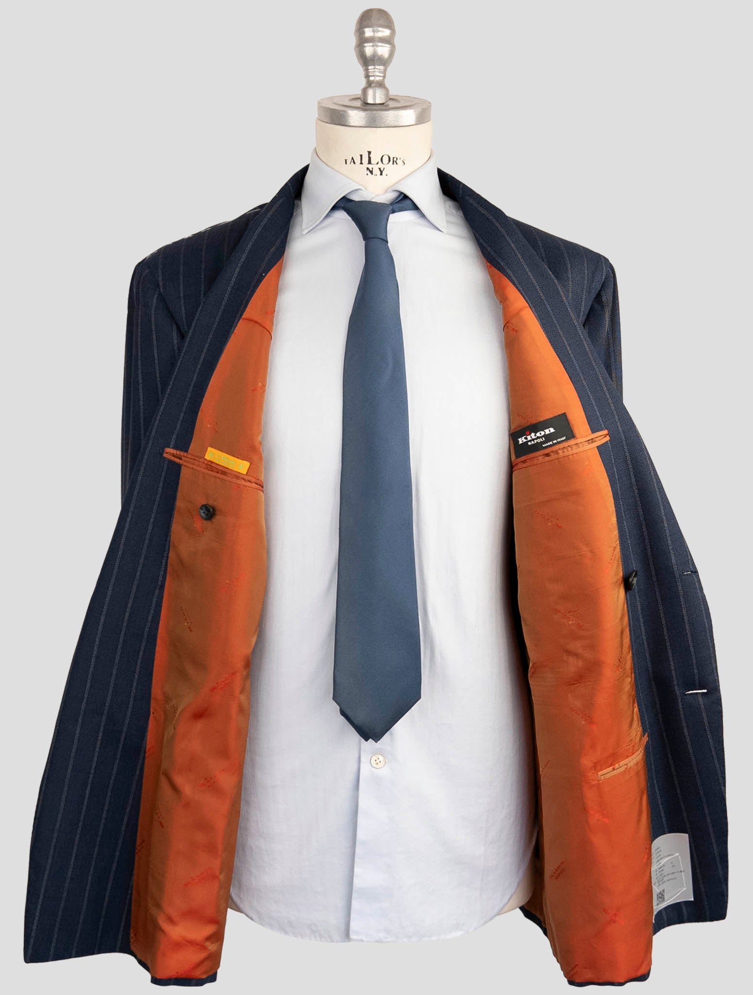 Kiton Blue Virgin Wool 14 Micron Cashmere Suit