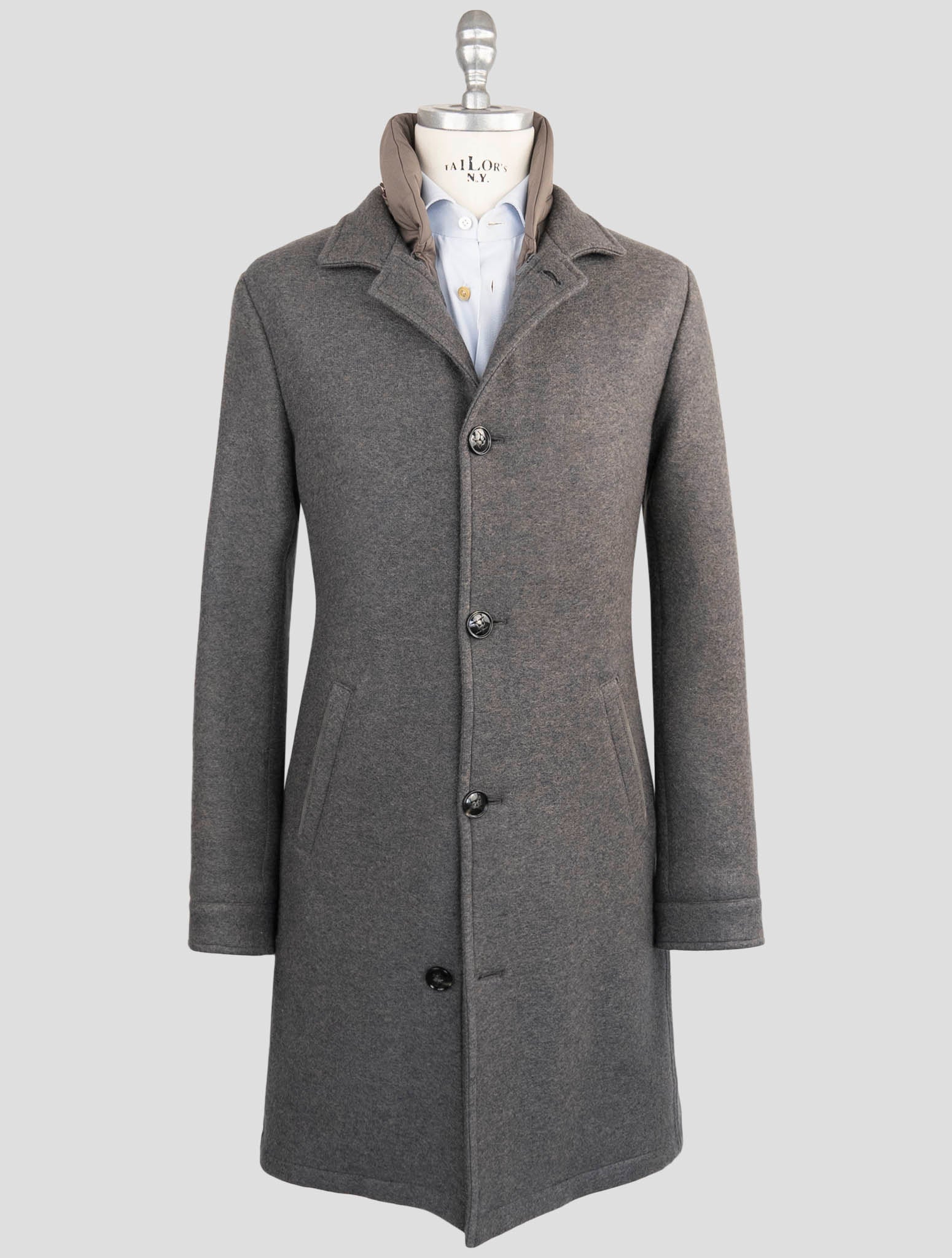 Kiton dark gray cashmere PA overcoat