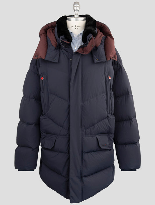 Kiton Blue Pa Ea Collar Beaver Overcoat