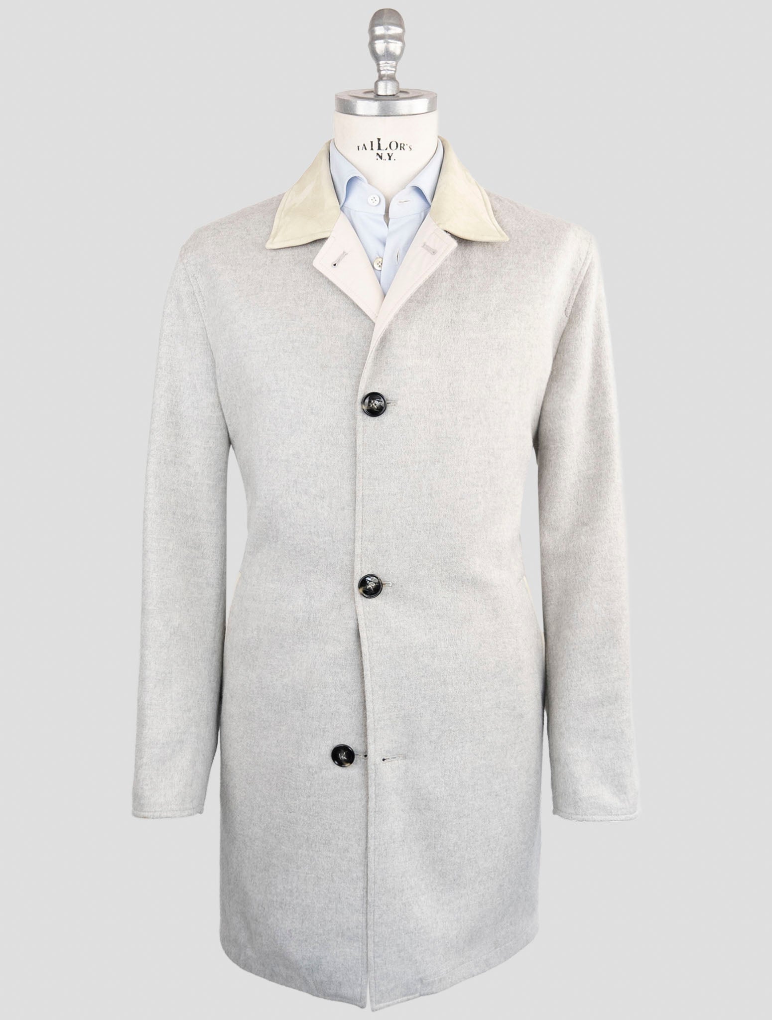 Kiton reversible beige and gray cashmere PL overcoat