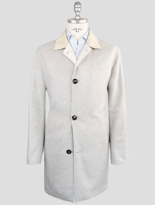 Kiton Beige Gray Pl Cashmere Reverse Overcoat