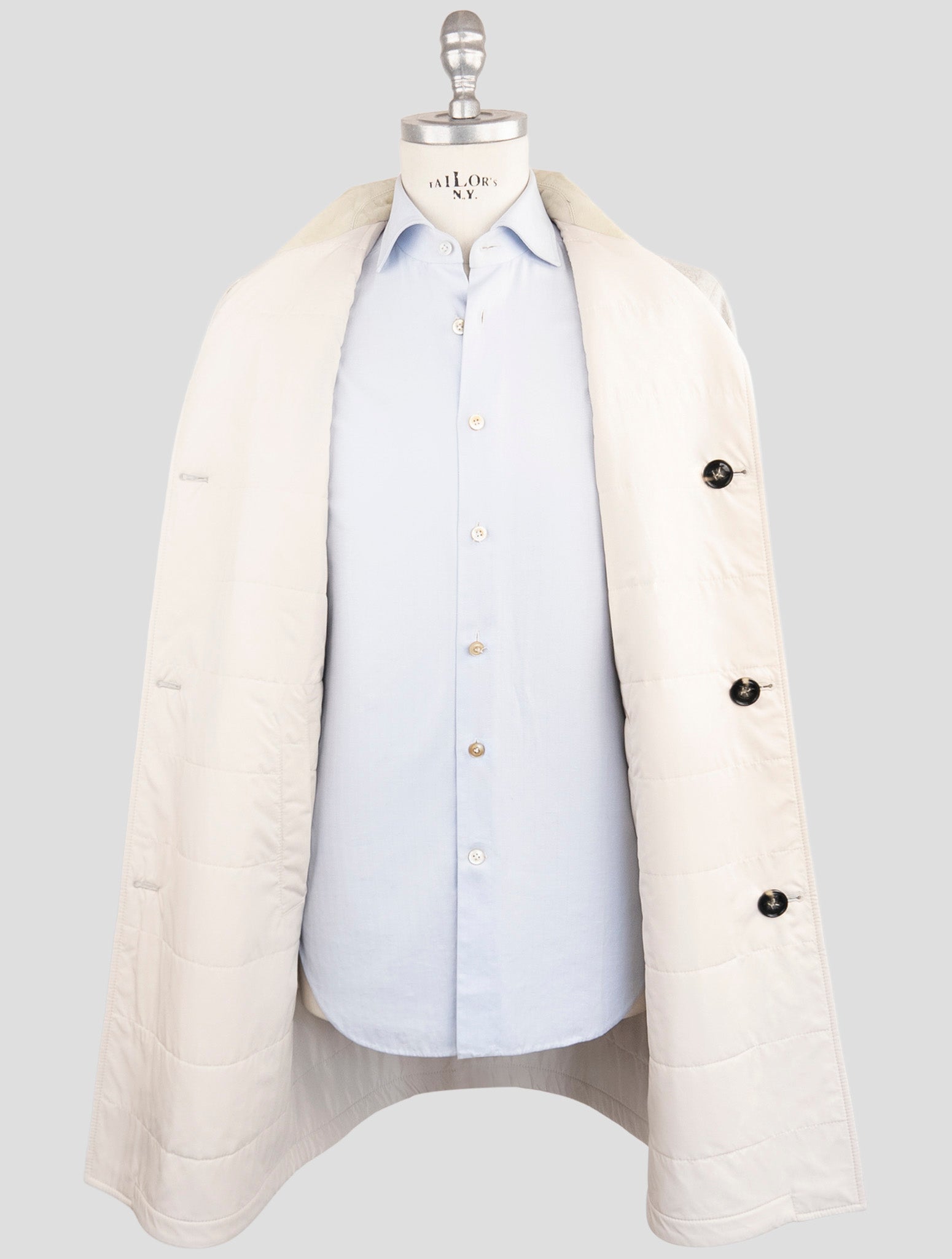 Kiton Beige Gray Pl Cashmere Reverse Overcoat