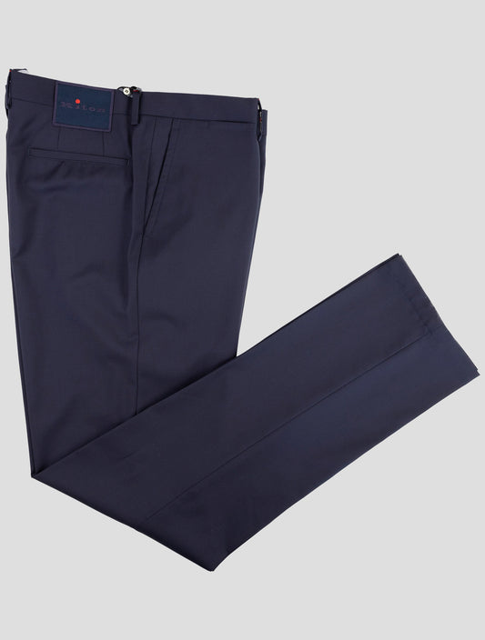 Kiton Blue Virgin Wool Dress Pants