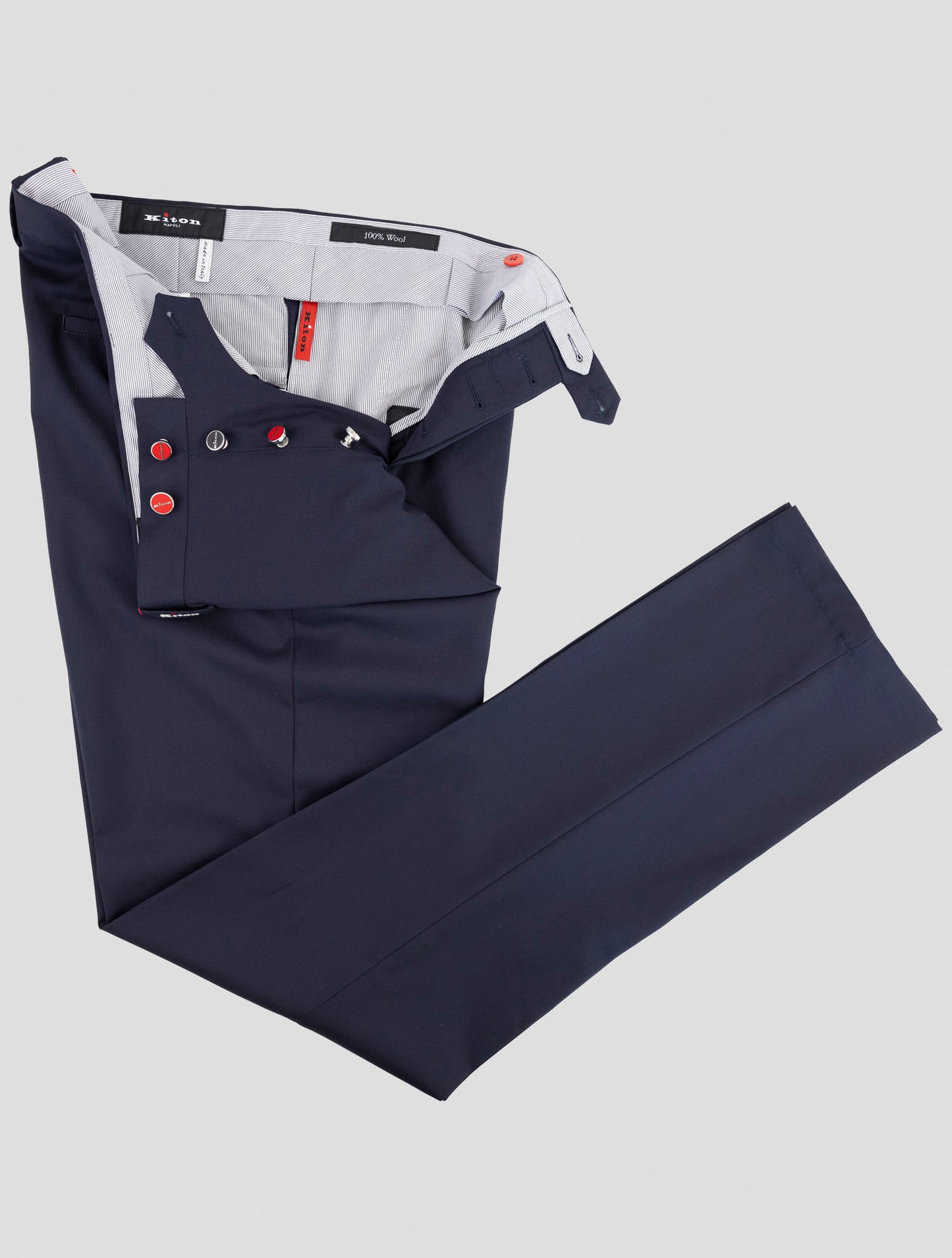 Kiton Blue Virgin Wool Dress Pants