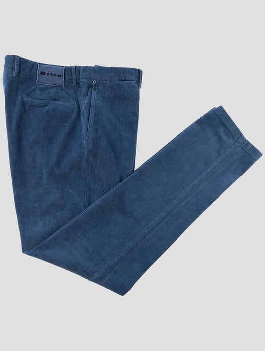 Kiton Blue Cotton Ea Velvet Pants