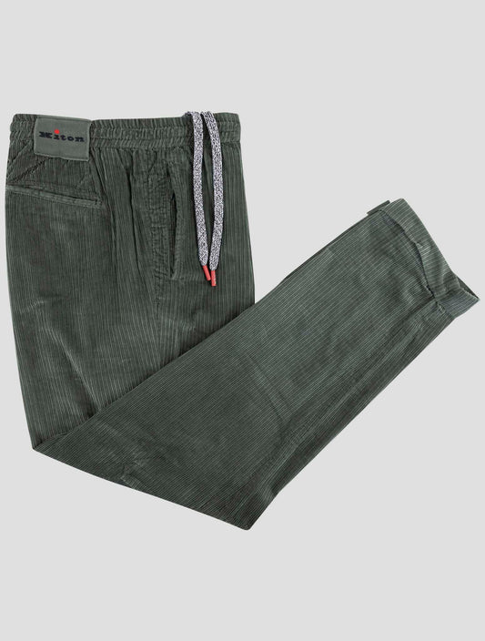 Kiton Green Cotton Velvet Pants