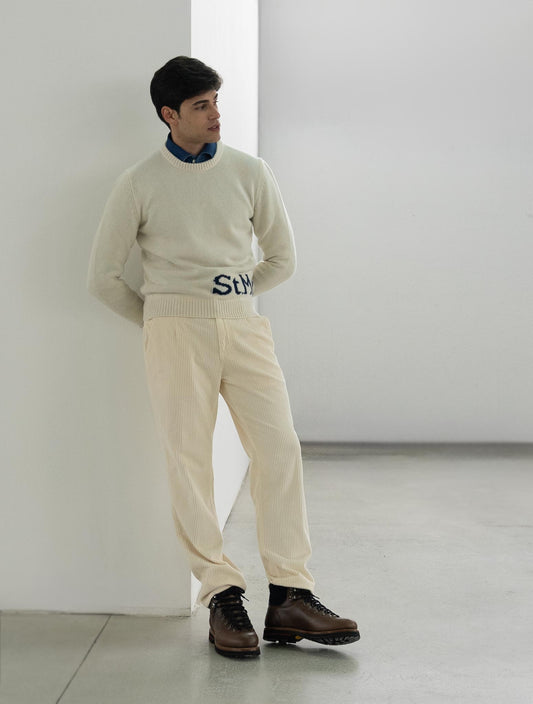 Kiton Beige Cotton Velvet Pants