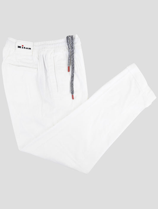 Kiton White Cotton Velvet Pants