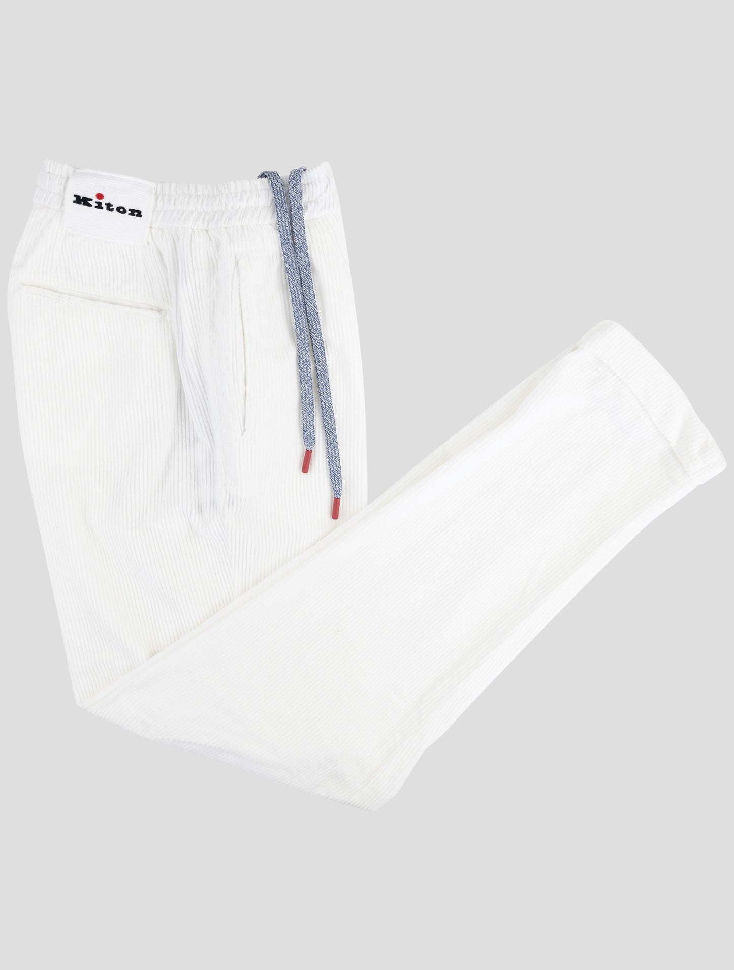 Kiton White Cotton Velvet Pants