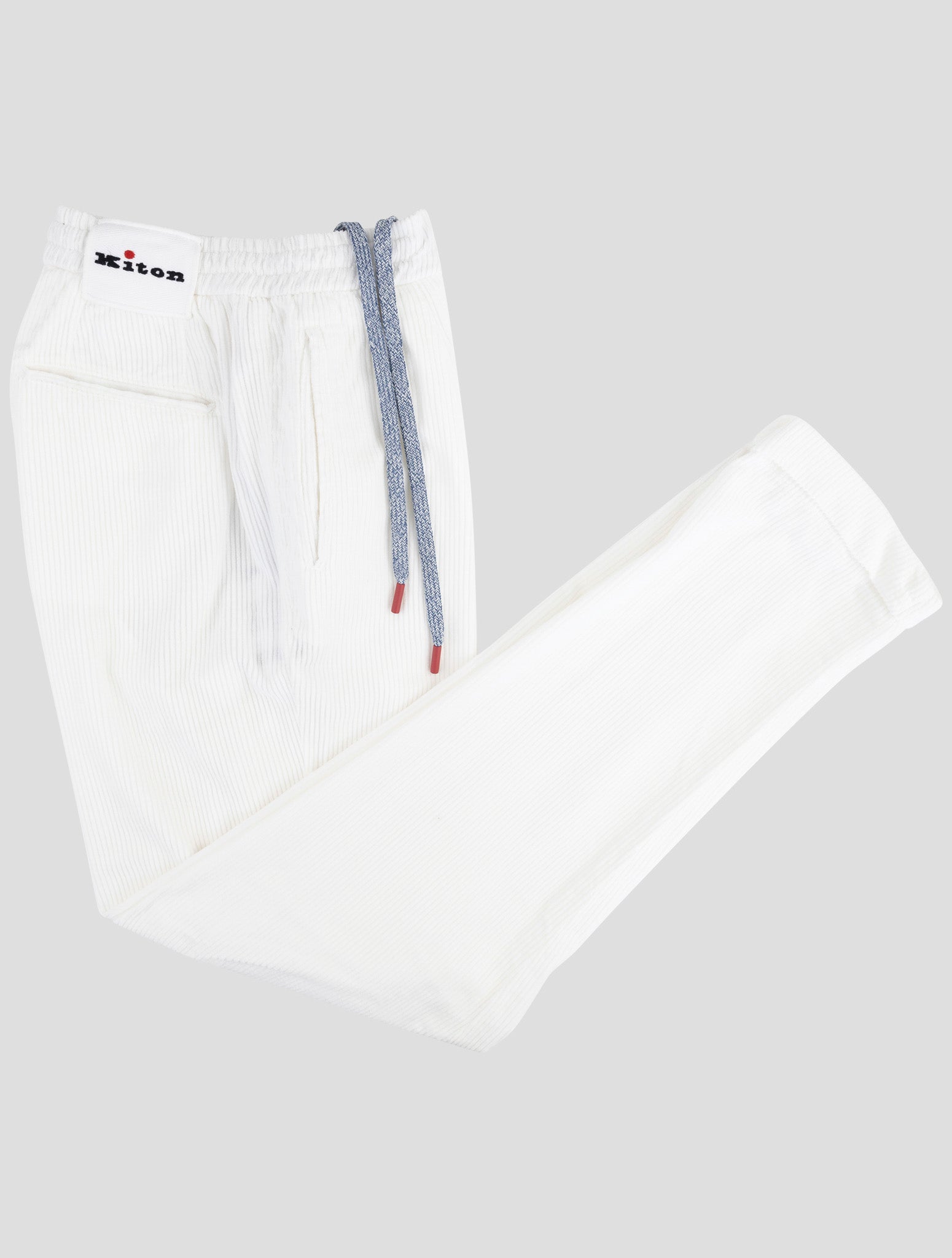 Kiton White Cotton Velvet Pants