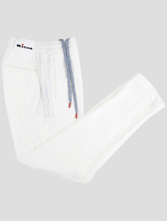 Kiton White Cotton Velvet Pants