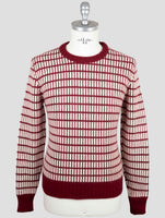 Kiton Burgundy White Cashmere Sweater Crewneck