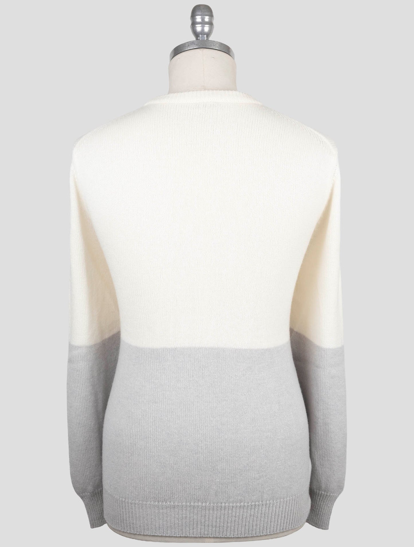Kiton Gray White Cashmere Sweater Crewneck