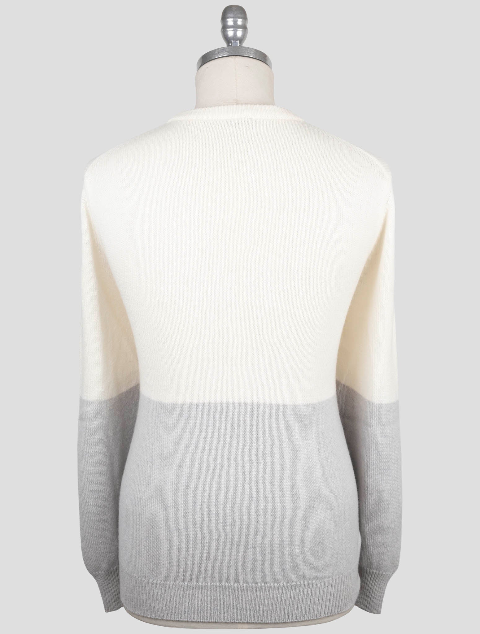 Kiton Gray White Cashmere Sweater Crewneck