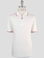 Kiton White Cotton Polo Half Zip