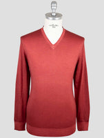 Kiton Red Cashmere Silk Sweater V-Neck