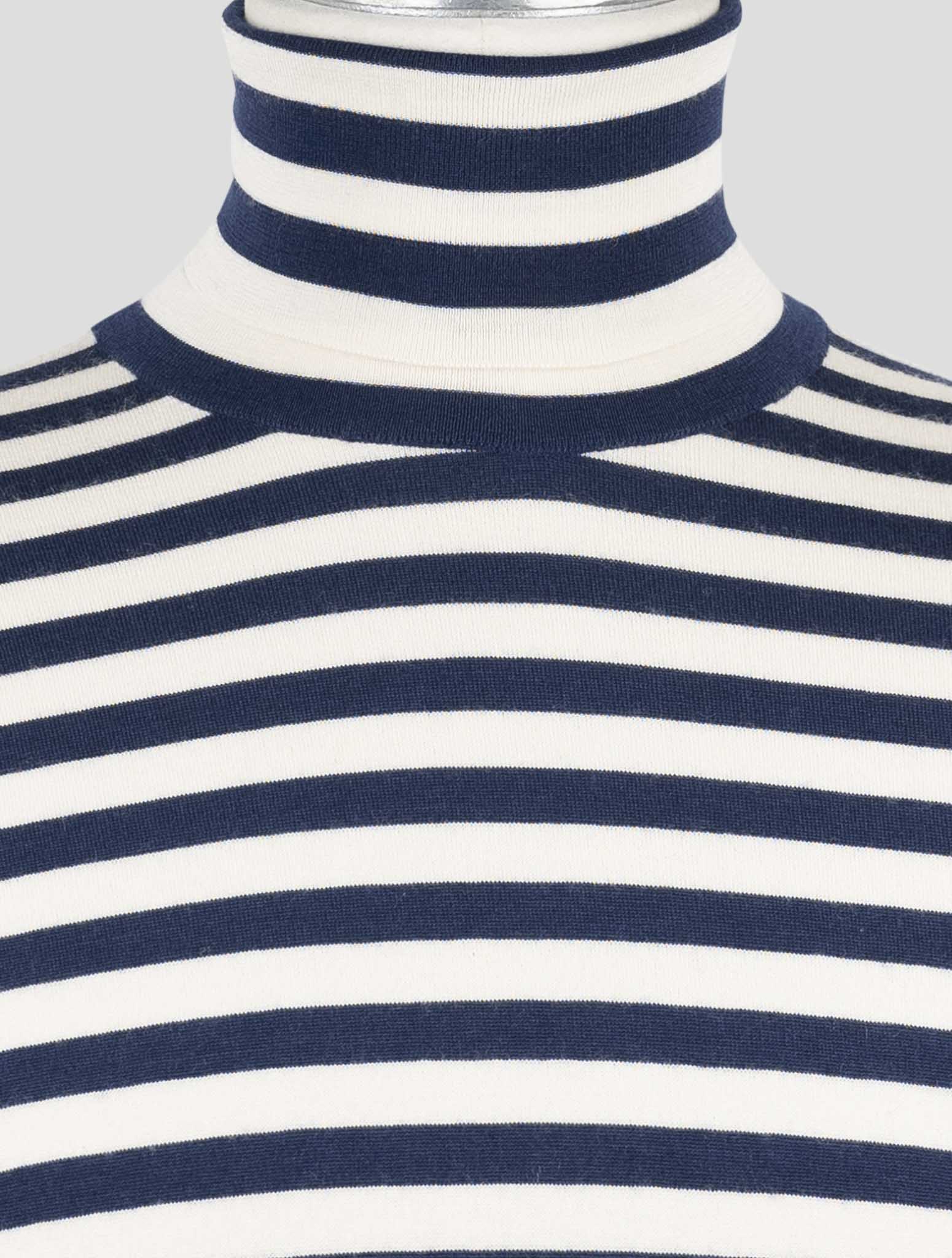 Kiton White Blue Cashmere Silk Sweater Turtleneck