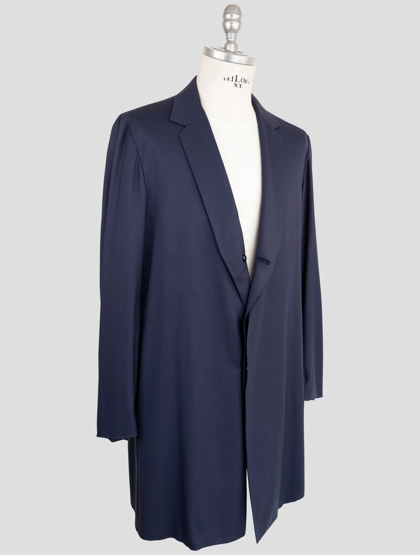 Kiton Knt Blue Virgin Wool Overcoat