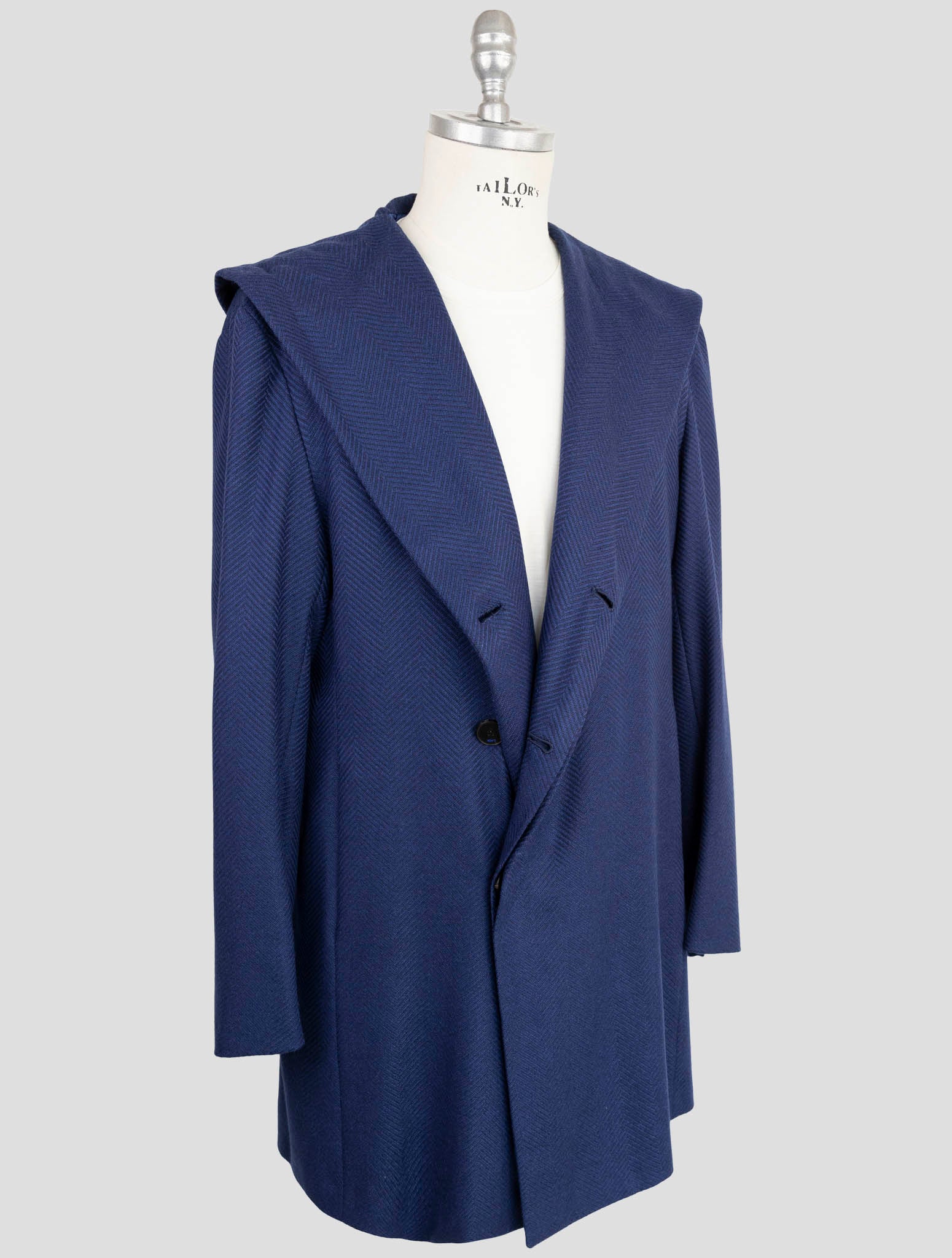 Kiton Knt Blue Cashmere Overcoat