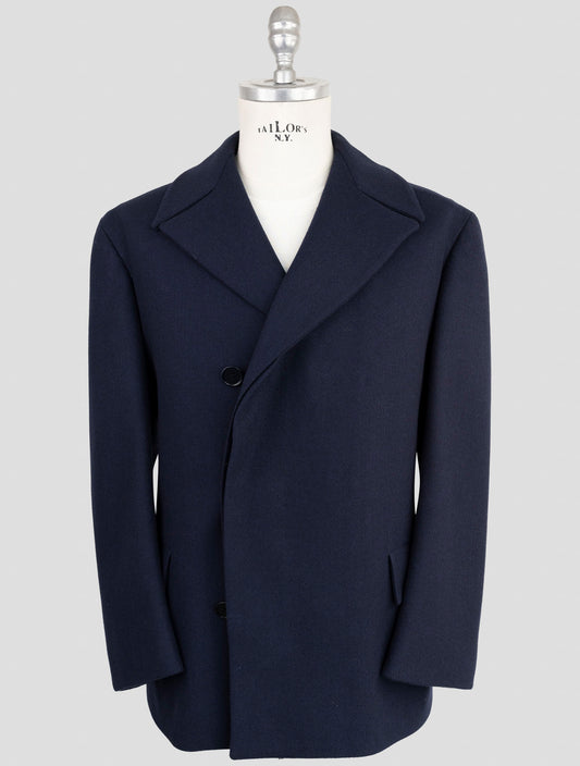 Kiton Knt Blue Fleece Wool 14 Micron Coat