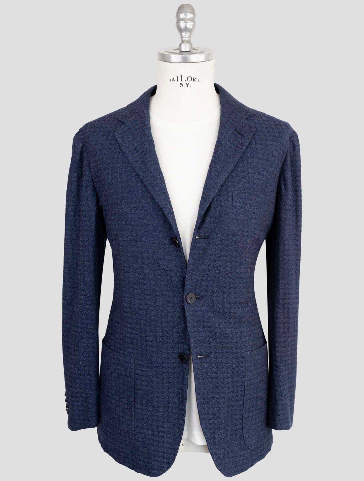 Kiton Knt Blue Cotton Cashmere Silk Blazer