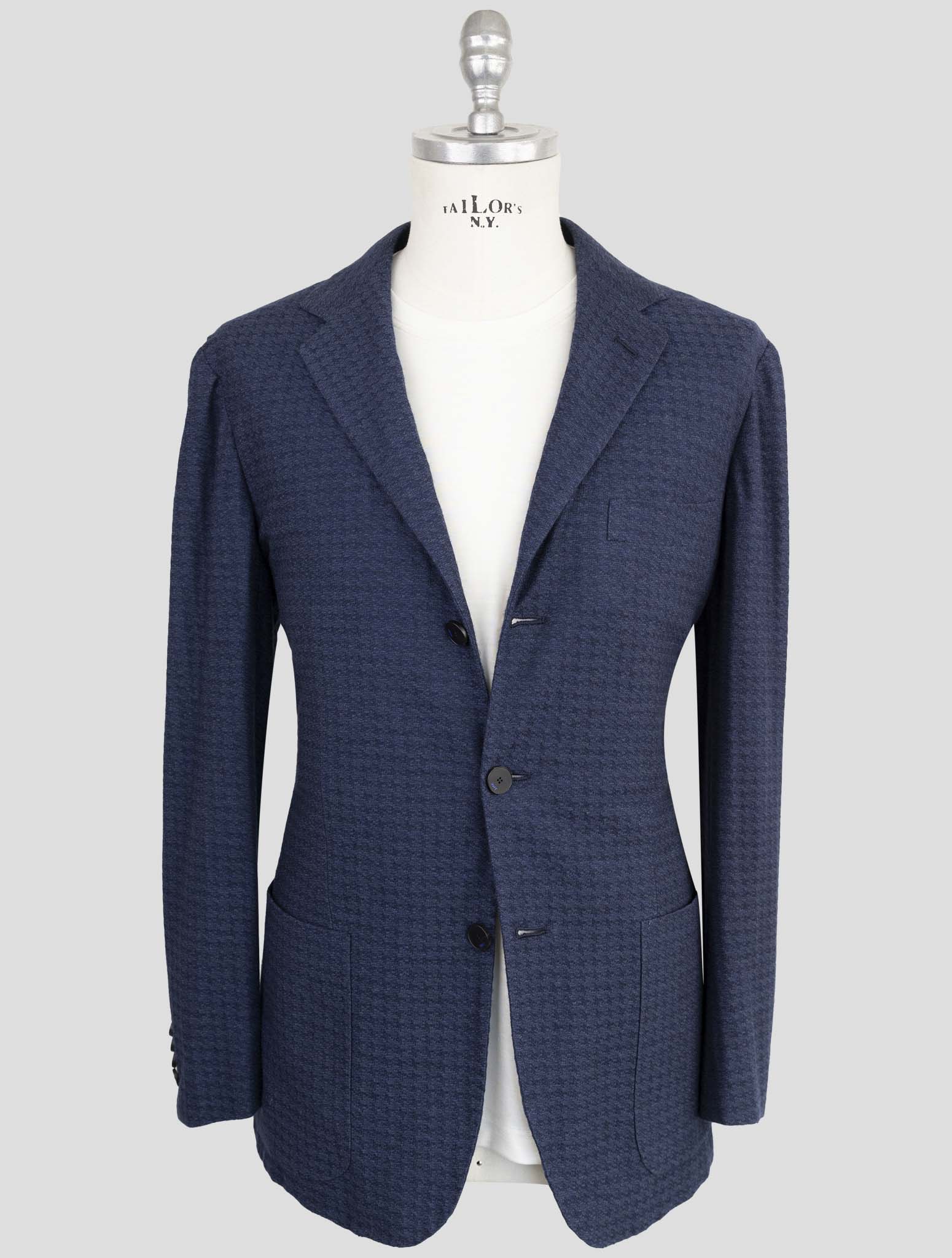Kiton Knt Blue Cotton Cashmere Silk Blazer