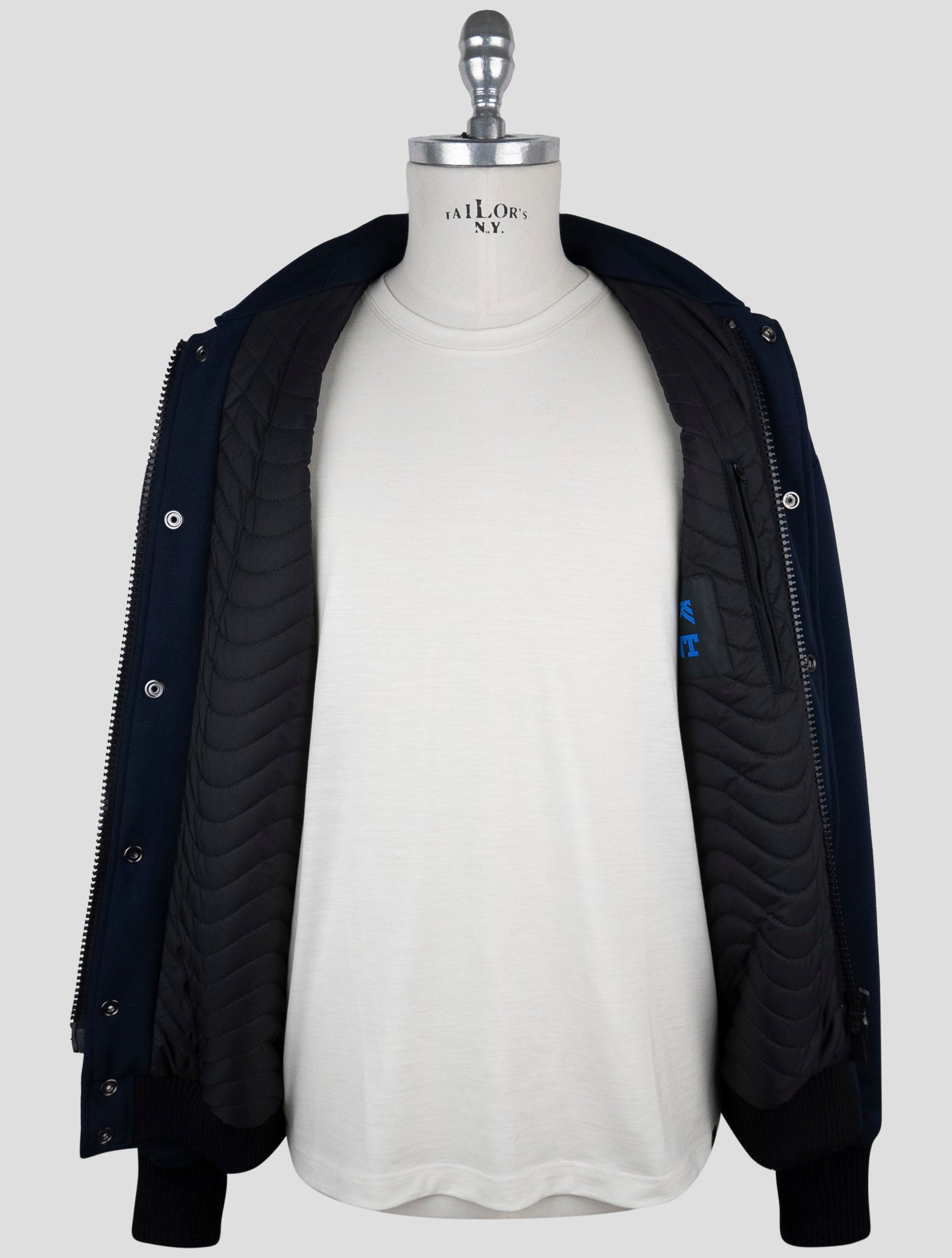 Kiton Knt Blue Viscose Pa Ea Coat