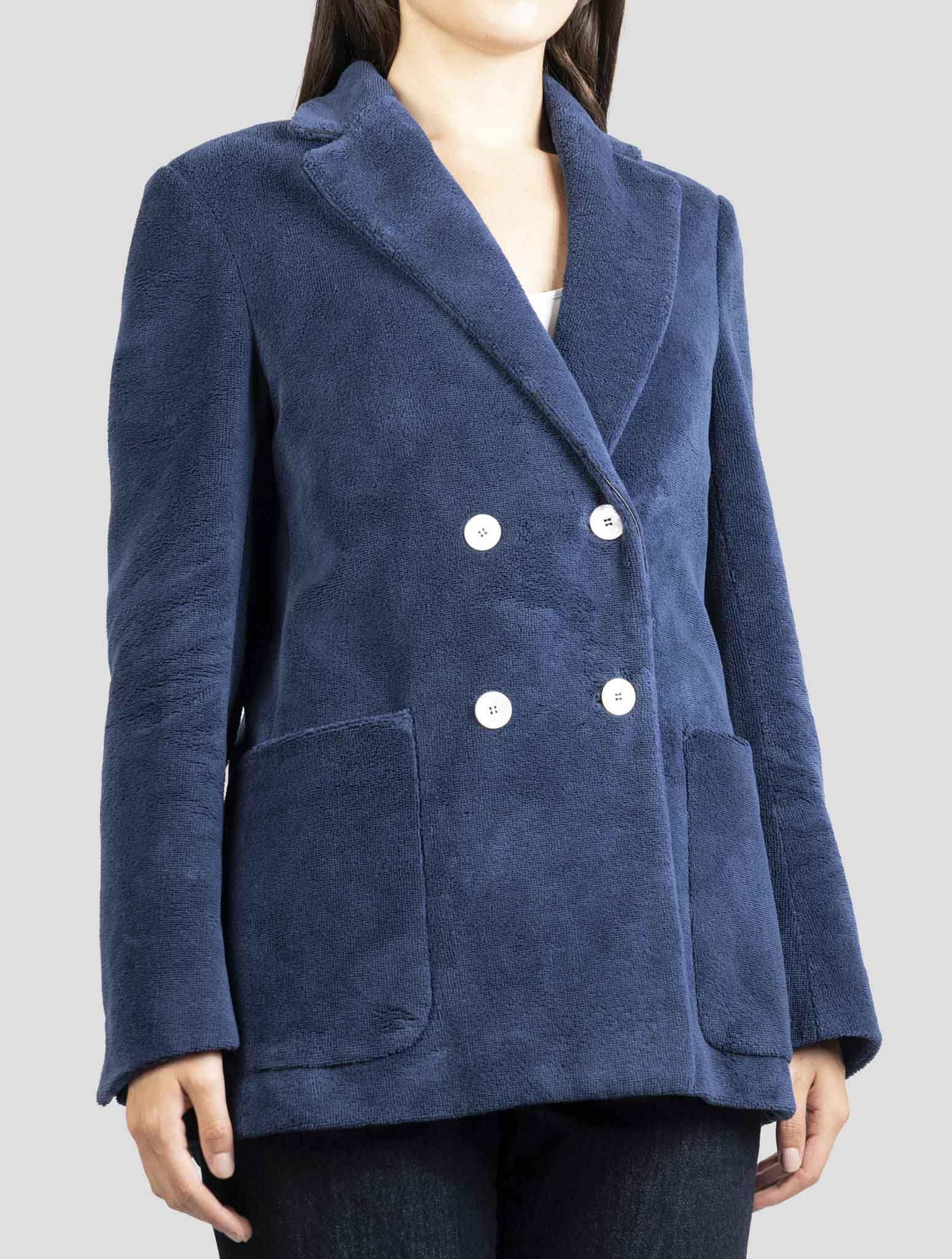 Kiton Blue Viscose Pl Cotton Blazer