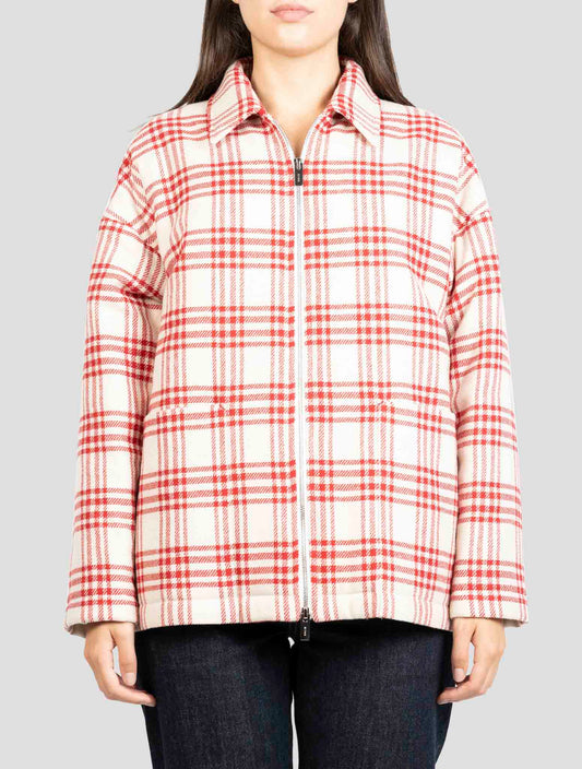 Kiton White Red Wool Silk Cashmere Ea Coat