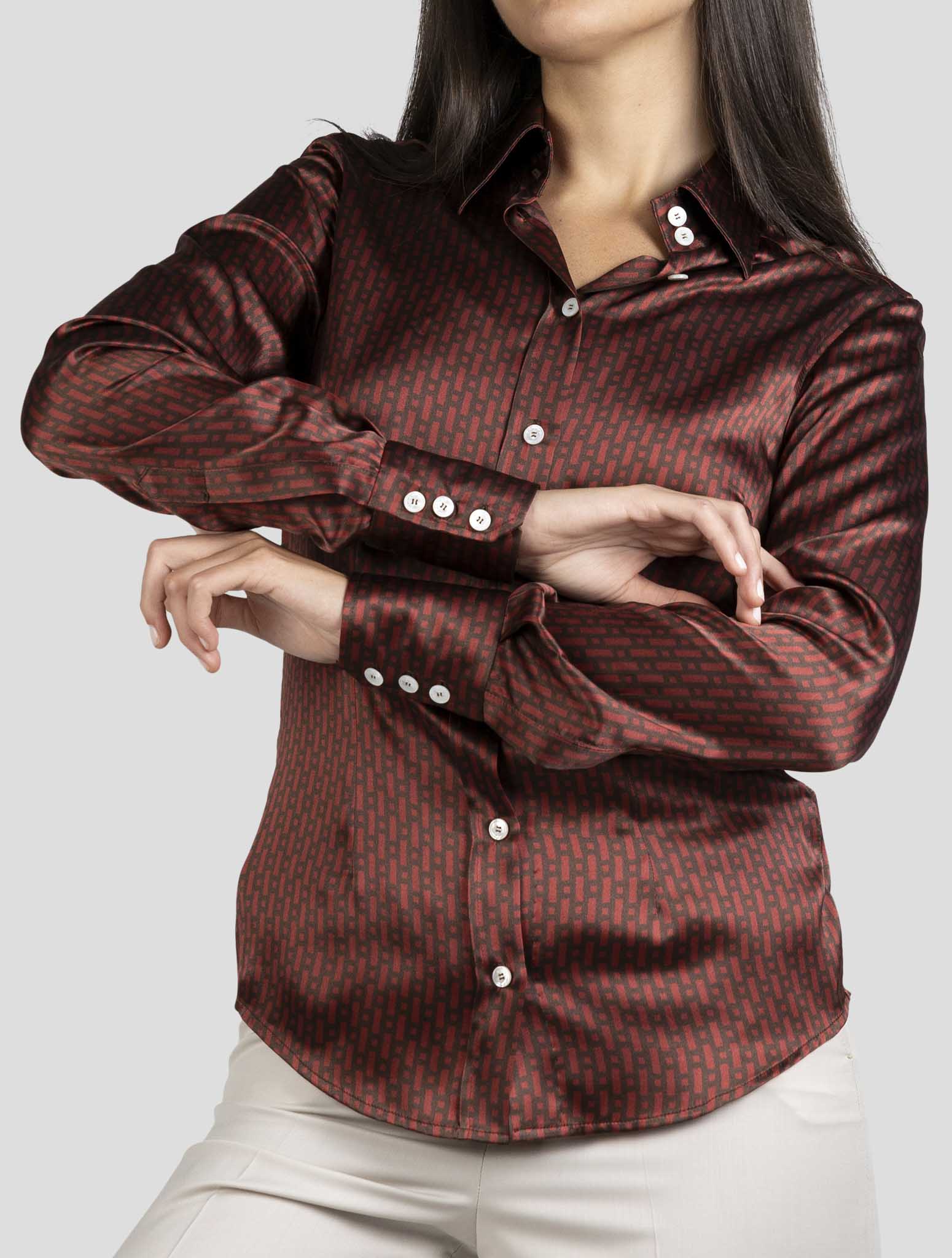 Kiton Burgundy Silk Shirt