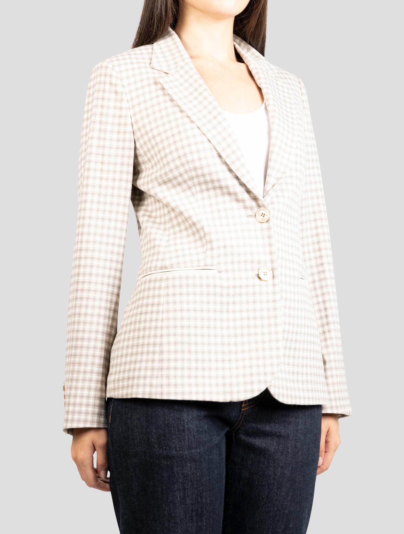 Kiton Gray Brown Virgin Wool Ea Blazer