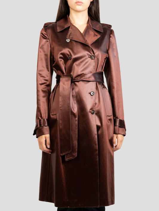 Kiton Burgundy Cotton Acetate Overcoat