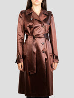 Kiton Burgundy Cotton Acetate Overcoat