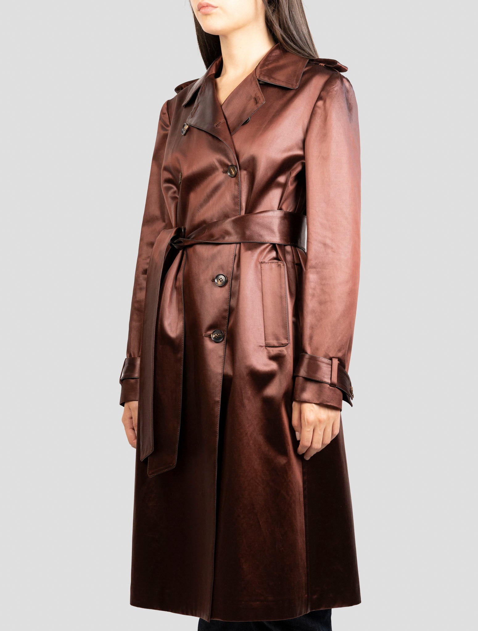 Kiton Burgundy Cotton Acetate Overcoat