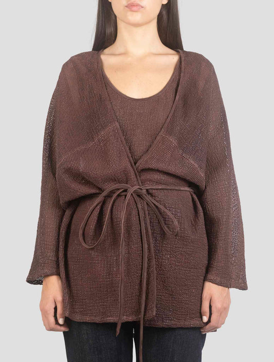 Kiton Brown Leather Coat