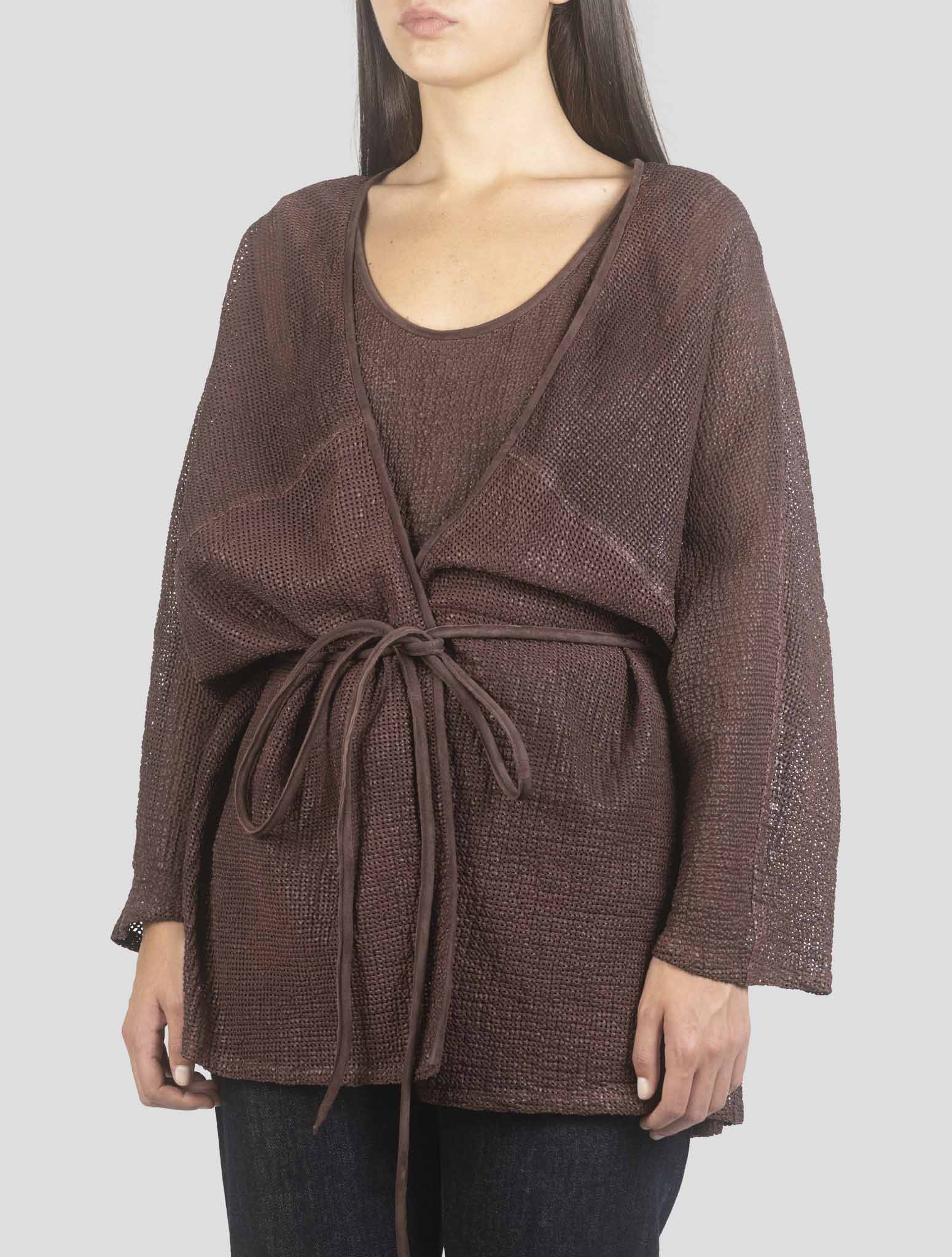 Kiton Brown Leather Coat