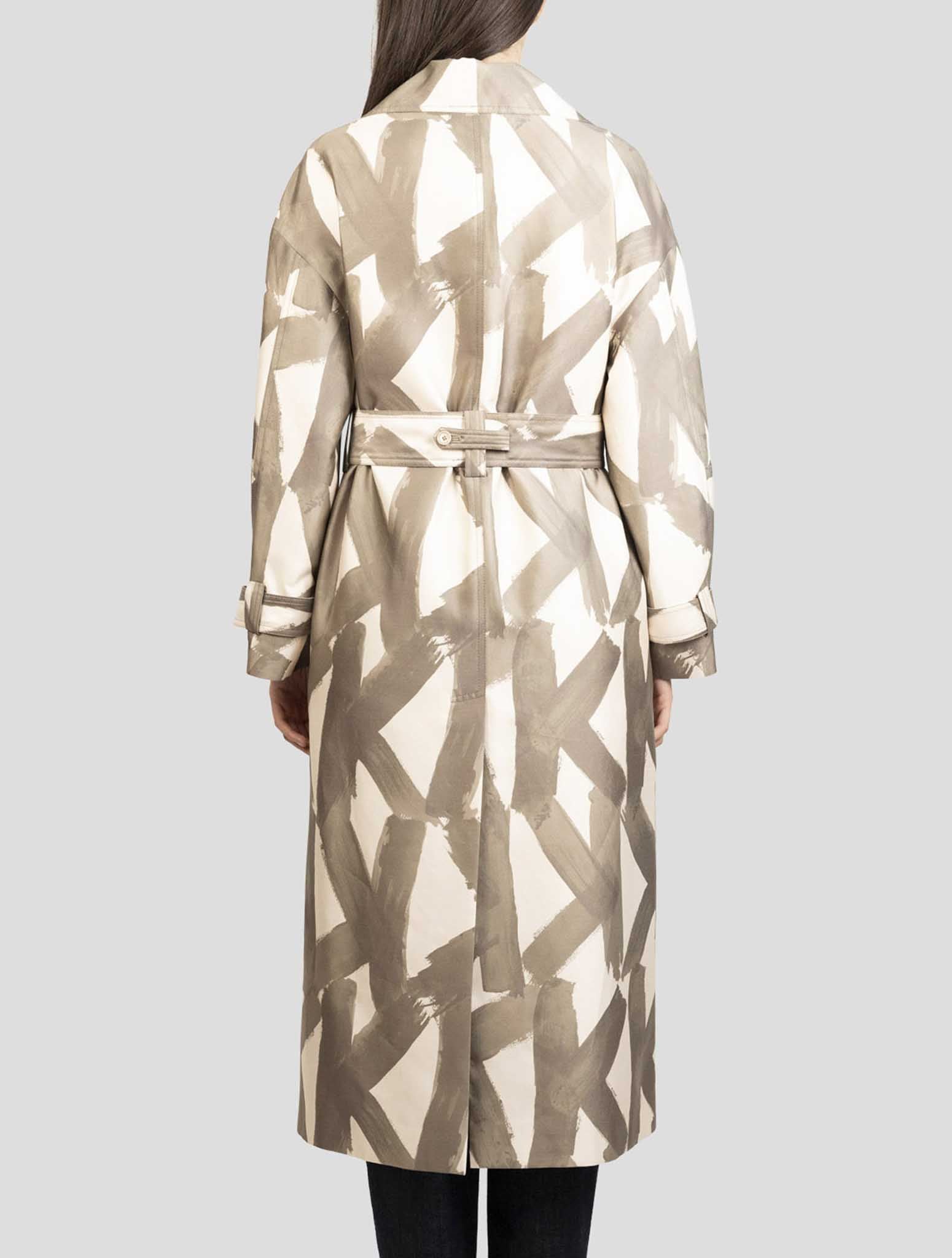 Kiton Green White Cotton Silk Overcoat