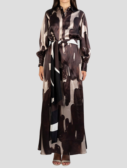 Kiton Brown Silk Dress