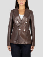 Kiton Brown Leather Blazer