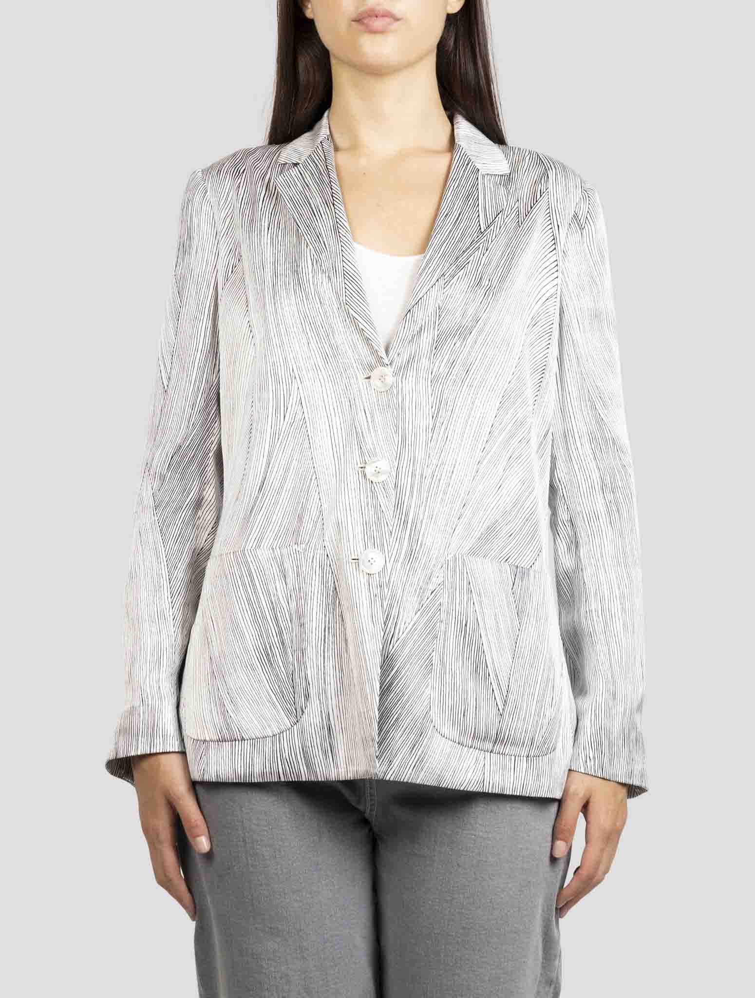 Kiton White Blue Silk Blazer