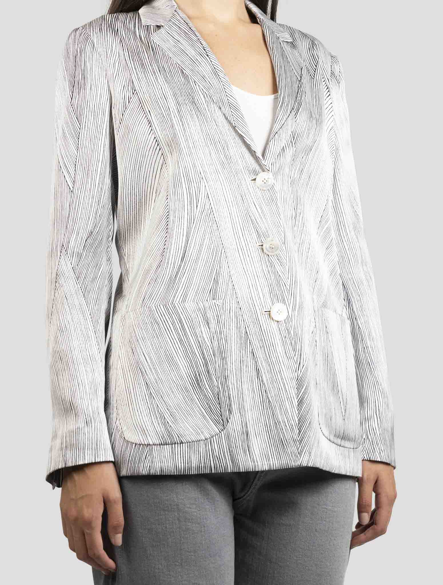 Kiton White Blue Silk Blazer