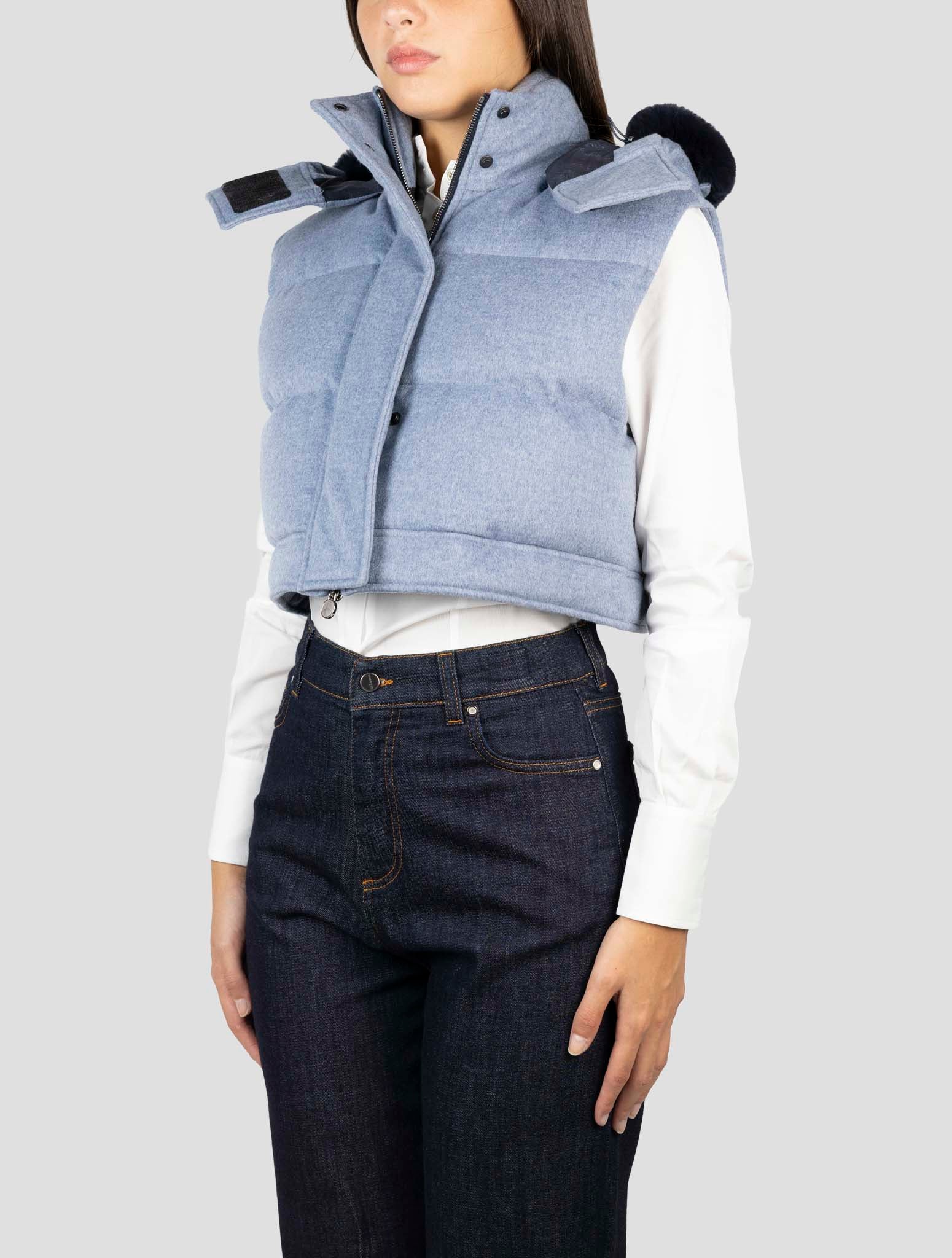 Kiton Light Blue Cashmere Coat Gilet