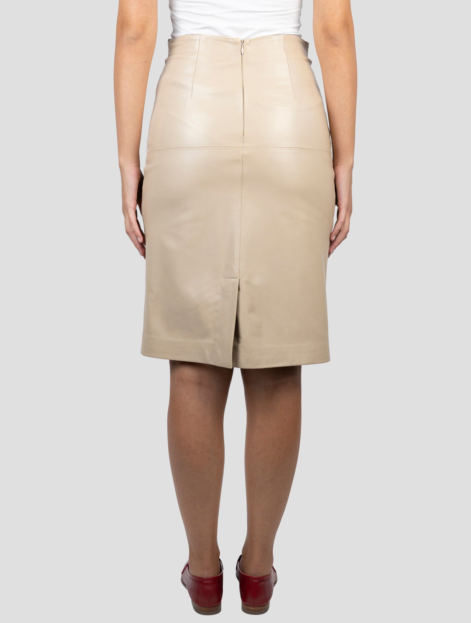 Kiton Beige Leather Skirt